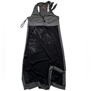 RARE Vintage Y2K Cop.Copine Black and Gray Euro Alt Striped Dress